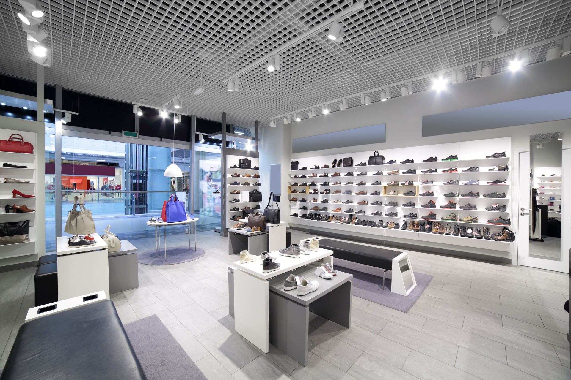 interior of shoe store in modern european mall